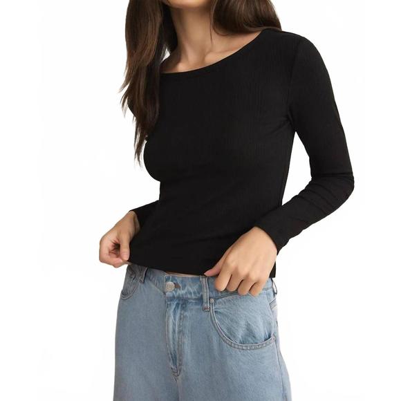 NEW Z SUPPLY infinity fitted layering crew neck tee in black - Picture 3 of 4